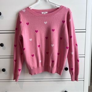 NWOT Boutique Avara sweater, size small, pink heart print